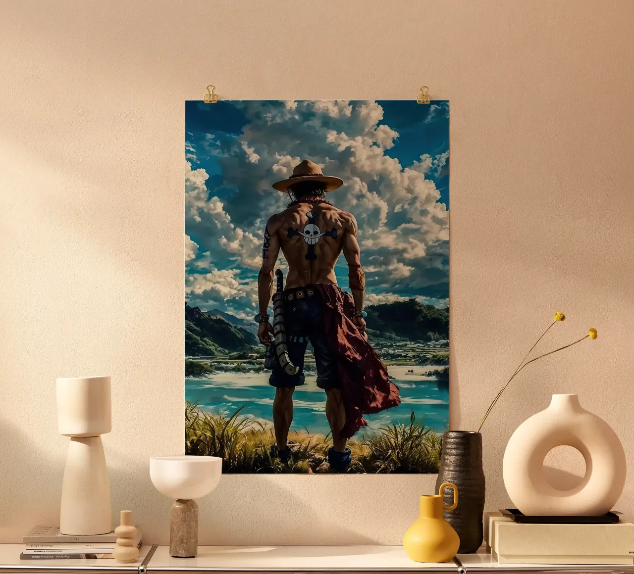 LUFFY PEZZO UNICO IN SPIAGGIA carta hahnemühle da posterindo