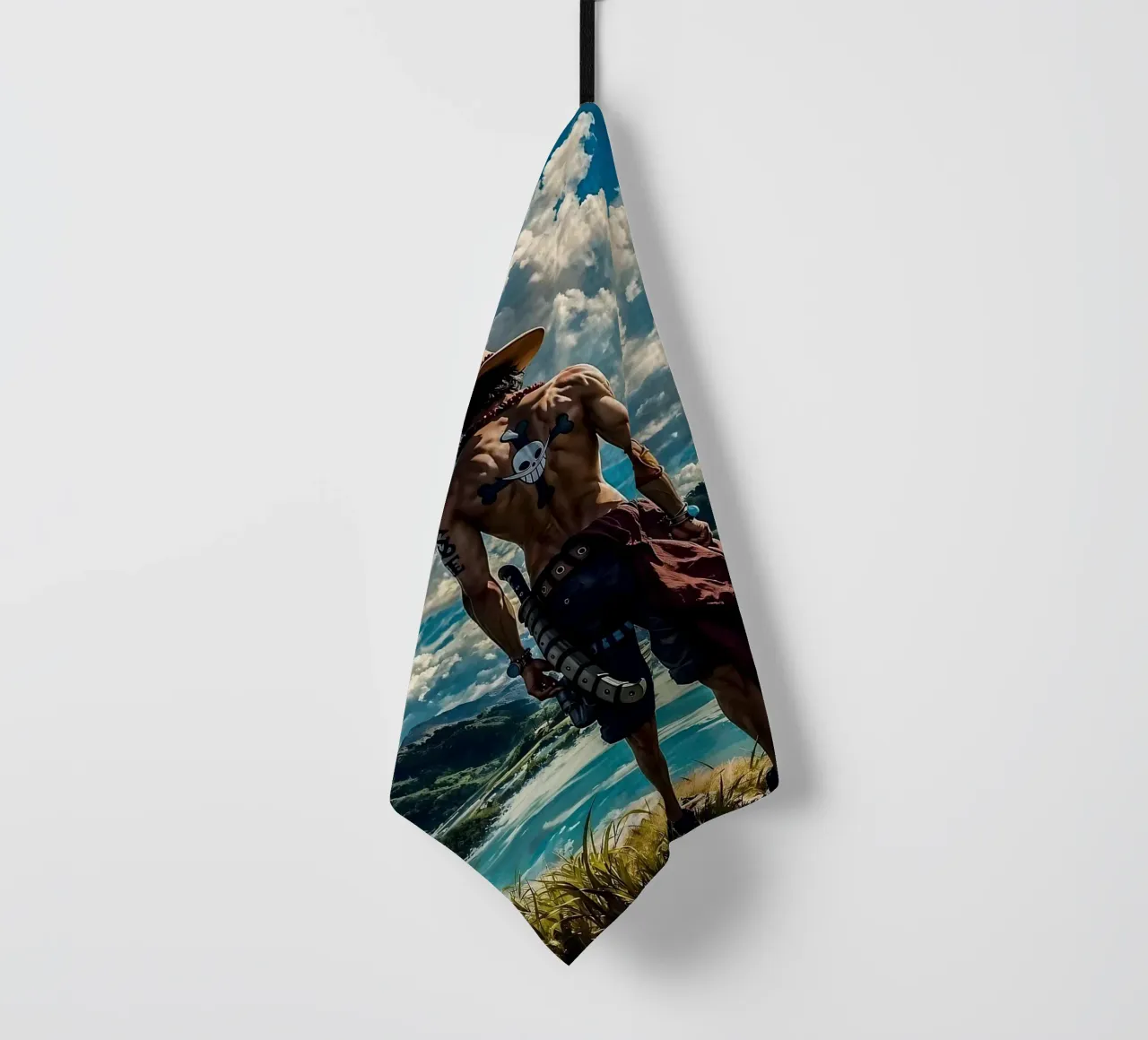 LUFFY PEZZO UNICO IN SPIAGGIA canovaccio da cucina da posterindo