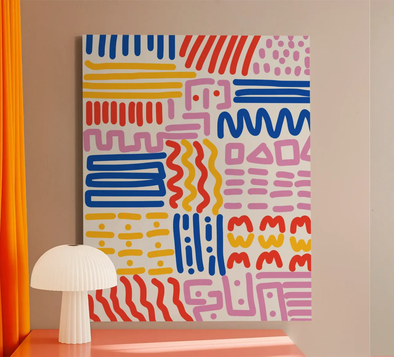 Lines and colors pattern canvas by Little Dean