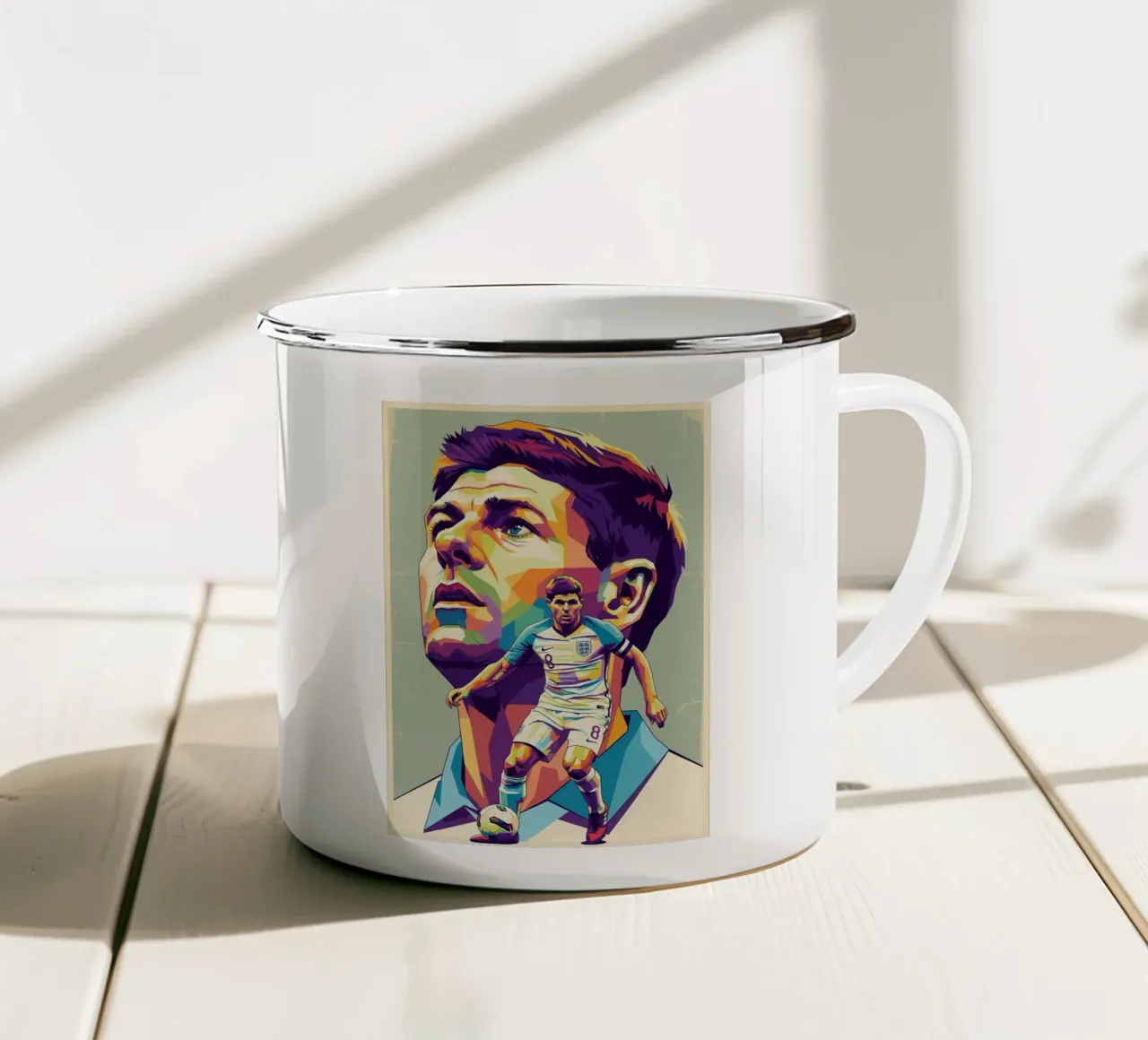 Steven Gerrard pop art tazza in smalto da Hantamrata