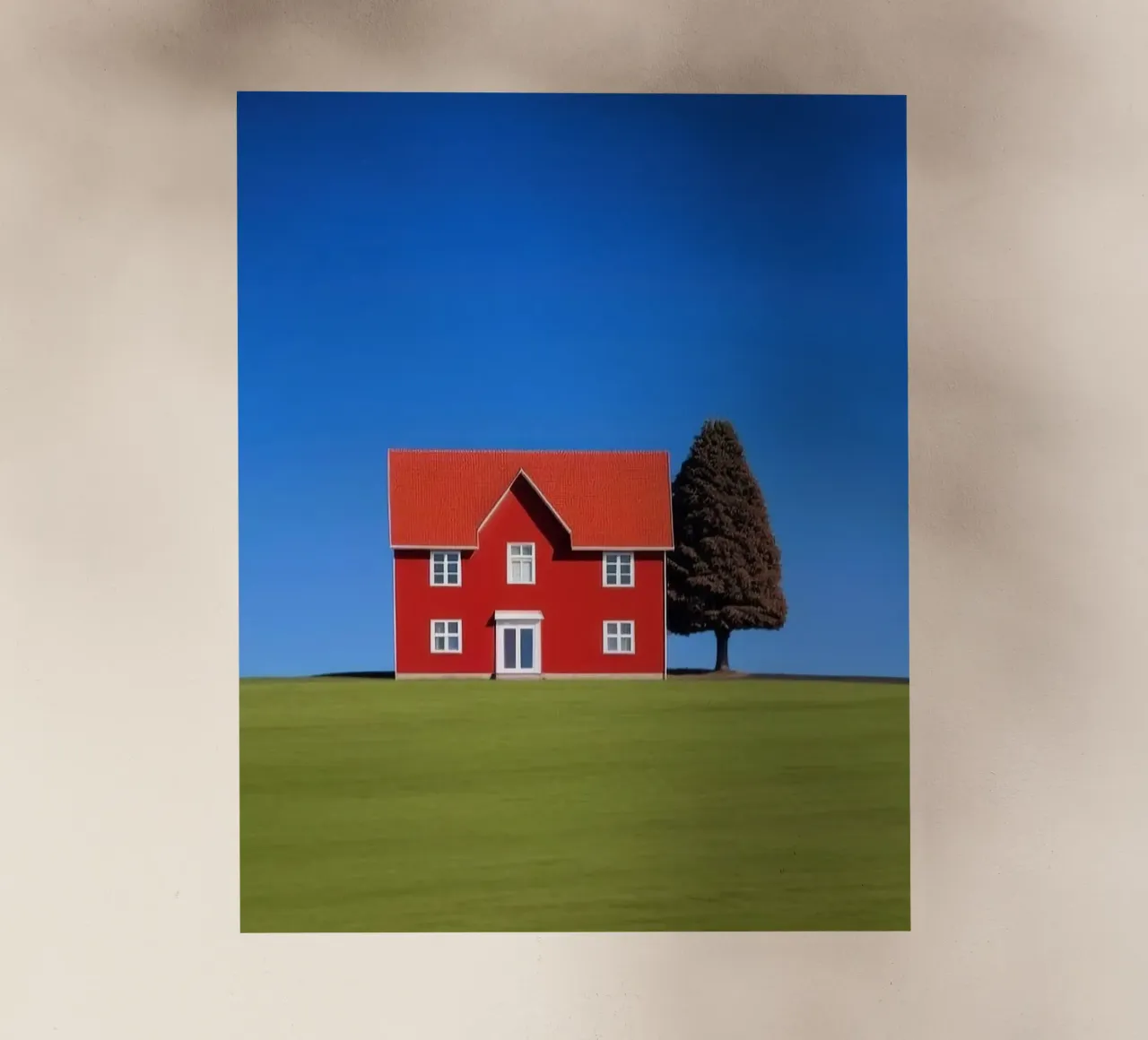 red house with tree on hill pellicola backlit da comura