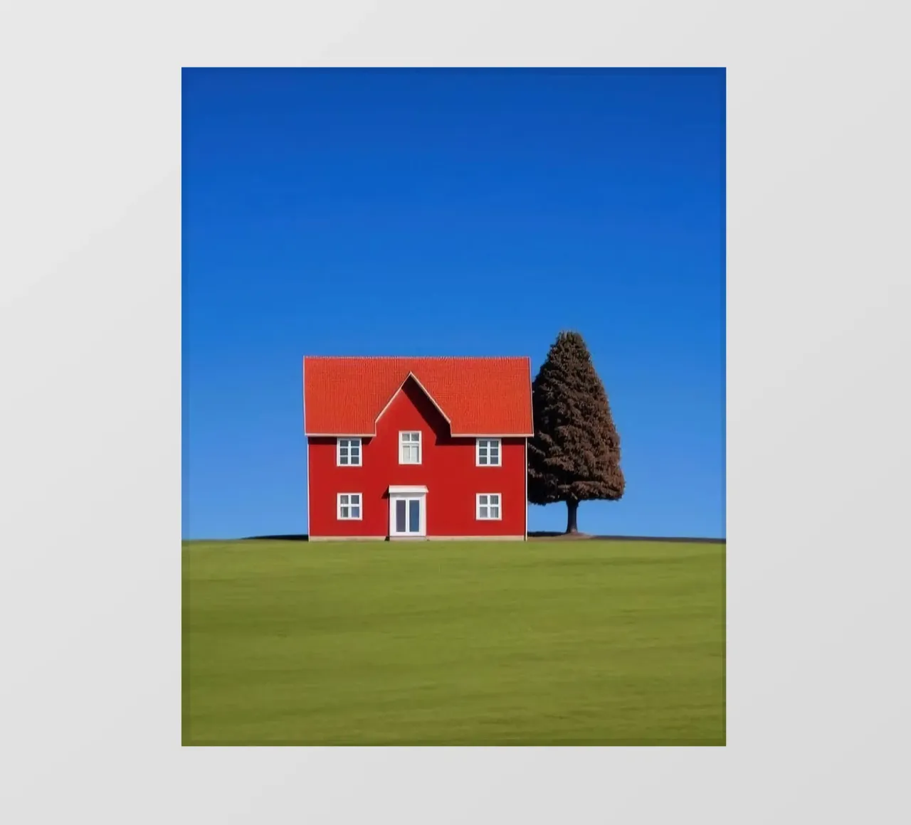 red house with tree on hill pellicola backlit da comura