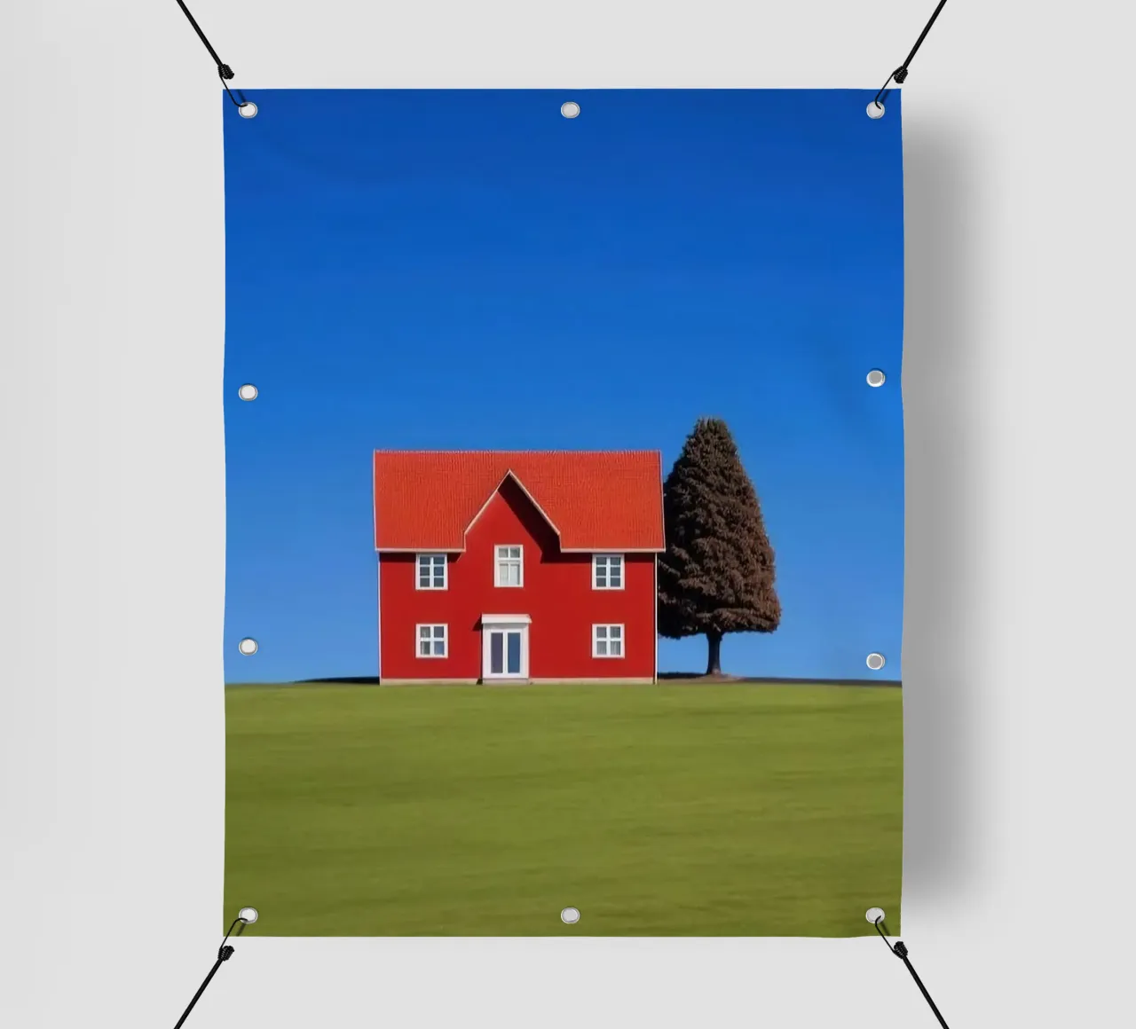 red house with tree on hill telo in pvc da comura