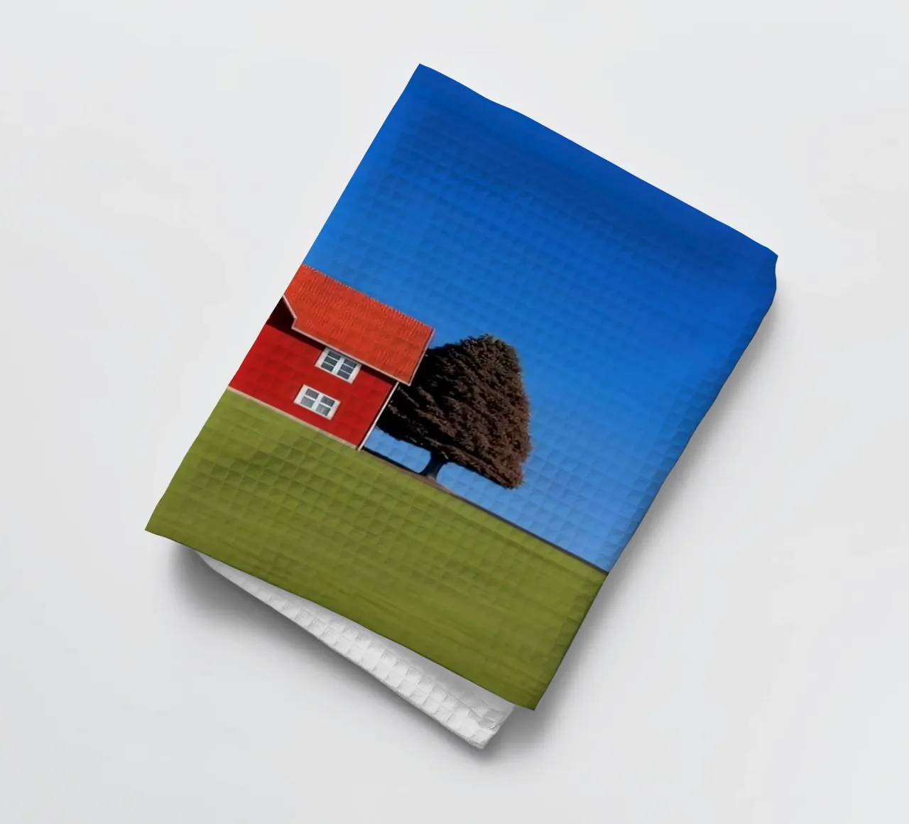 red house with tree on hill canovaccio da cucina da comura