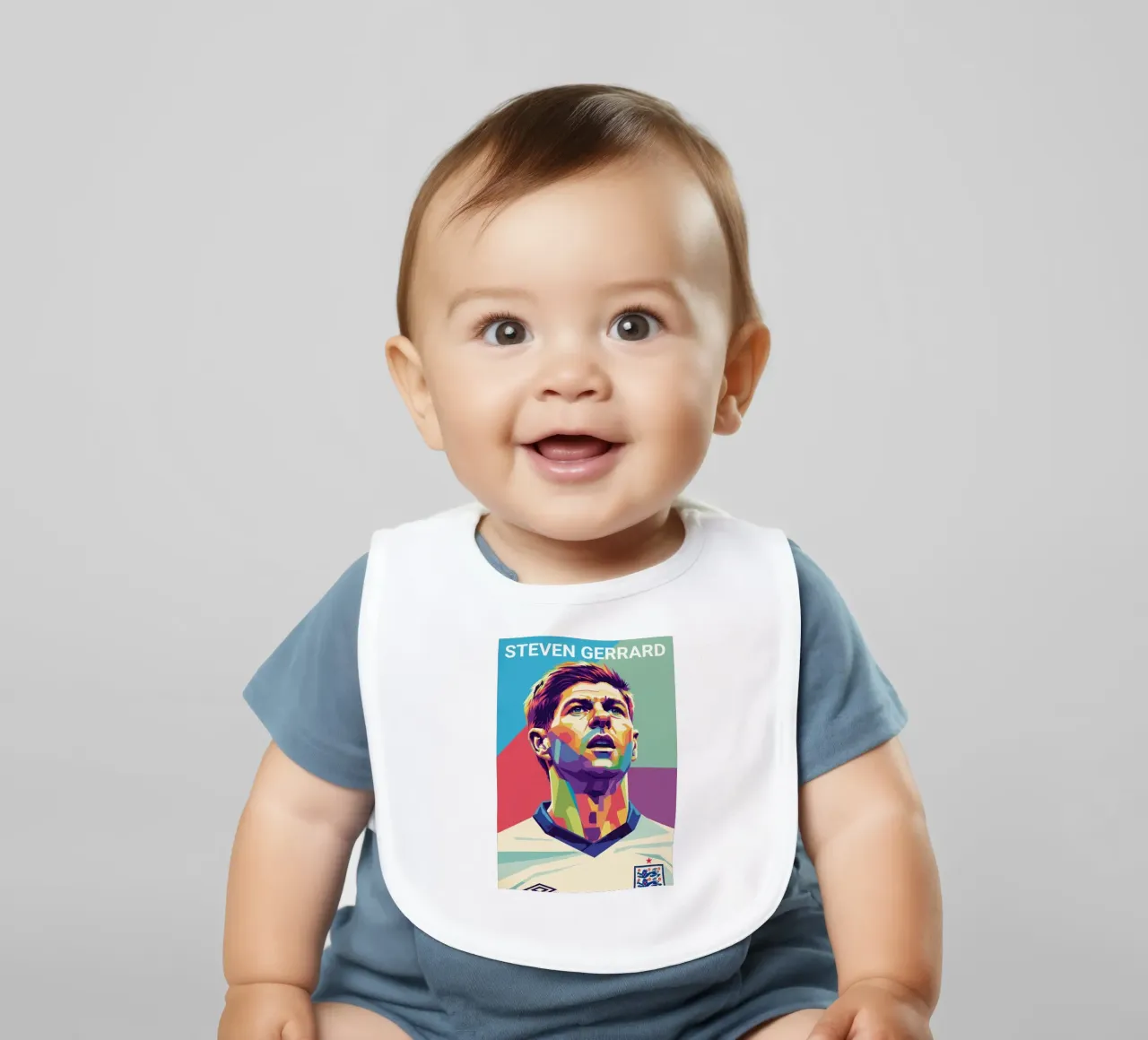 Ritratto pop art di Steven Gerrard bavaglino da Hantamrata