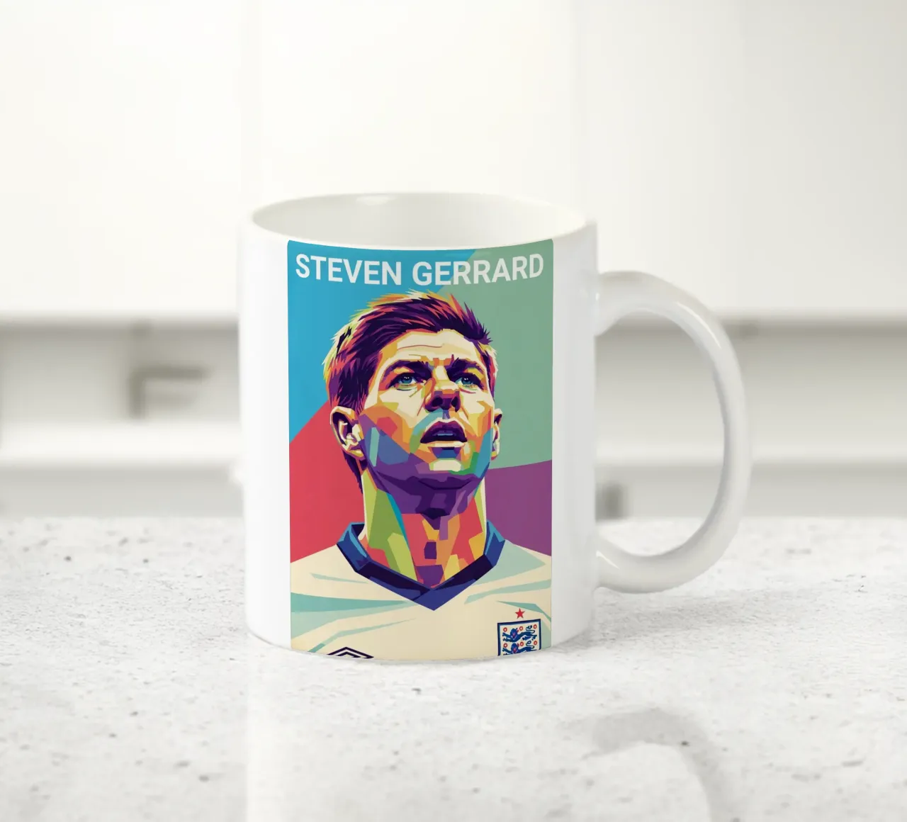 Ritratto pop art di Steven Gerrard tazza in ceramica da Hantamrata