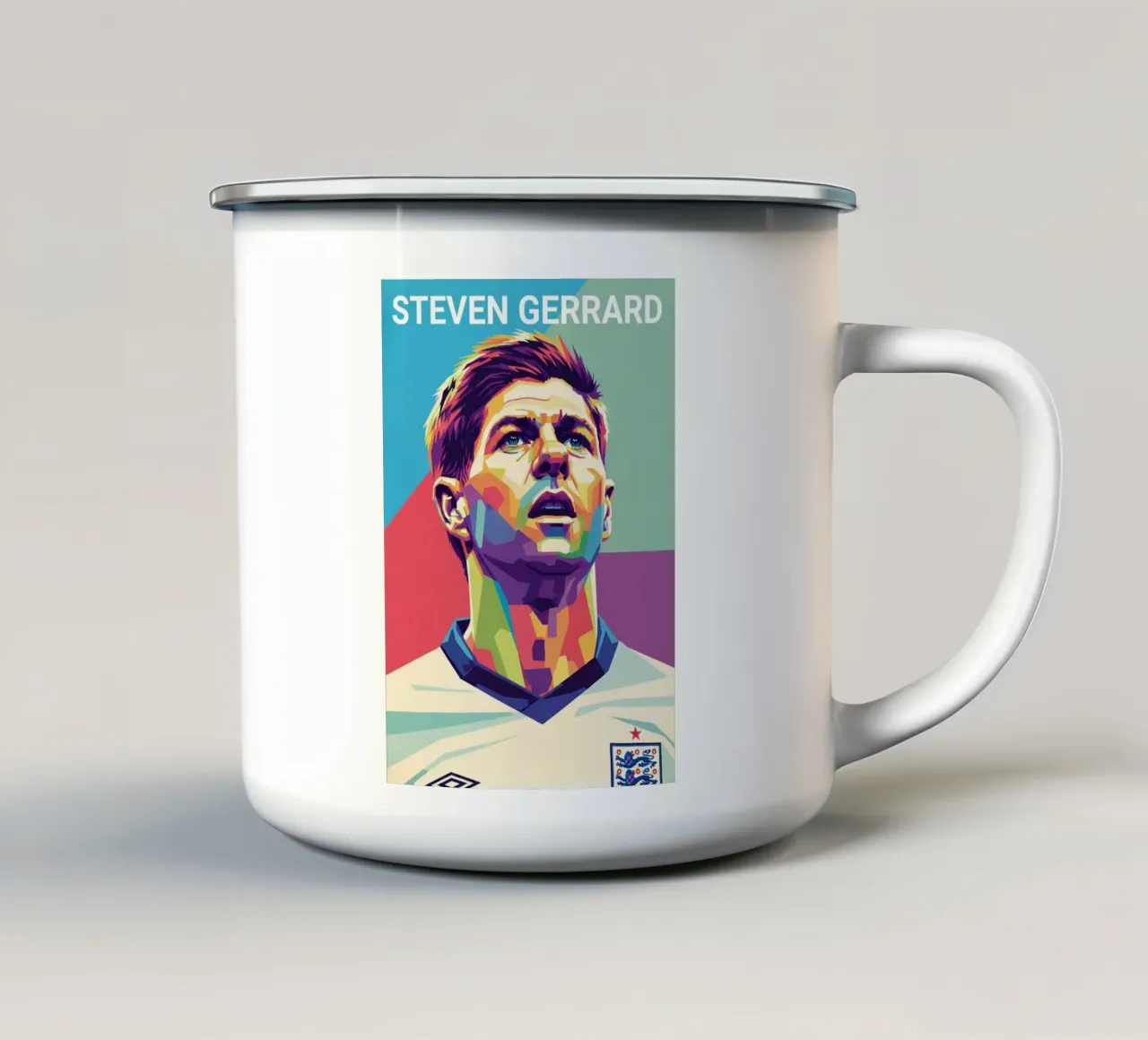 Ritratto pop art di Steven Gerrard tazza in smalto da Hantamrata
