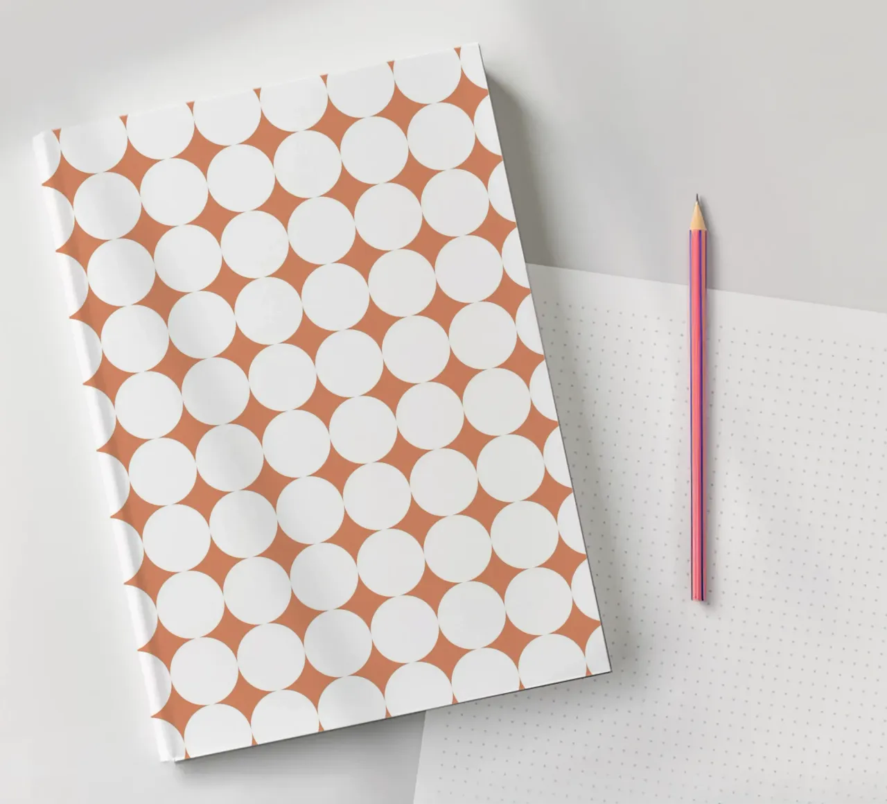 Minimal Geometric Scandi Circle | White on Terracotta Orange carnet de notes de Beauty in Simplicity