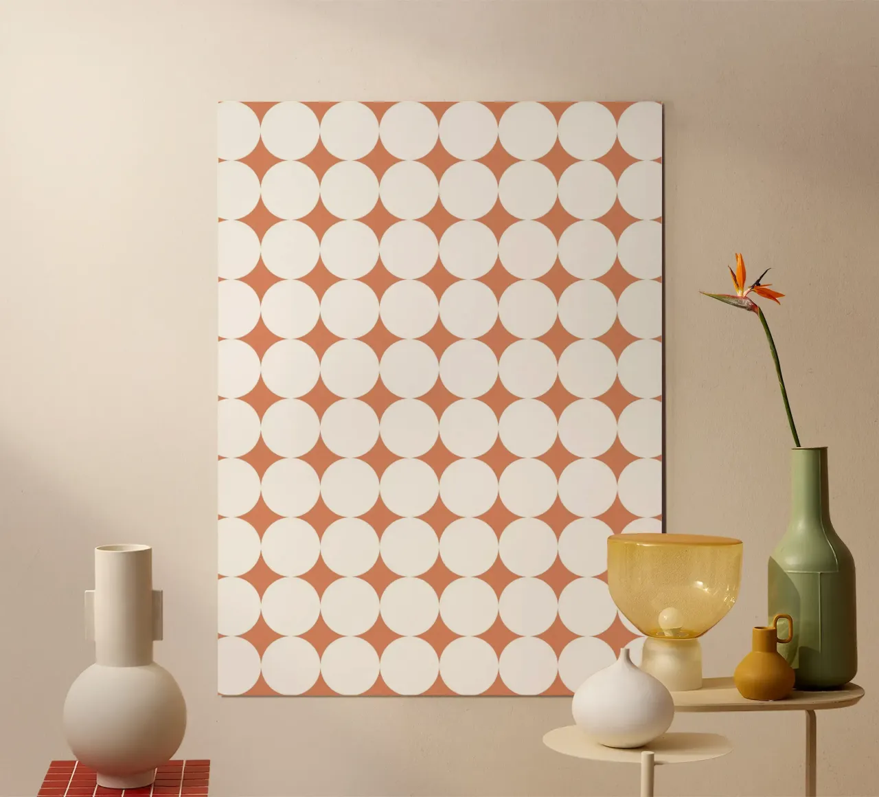 Minimal Geometric Scandi Circle | White on Terracotta Orange poster da Beauty in Simplicity