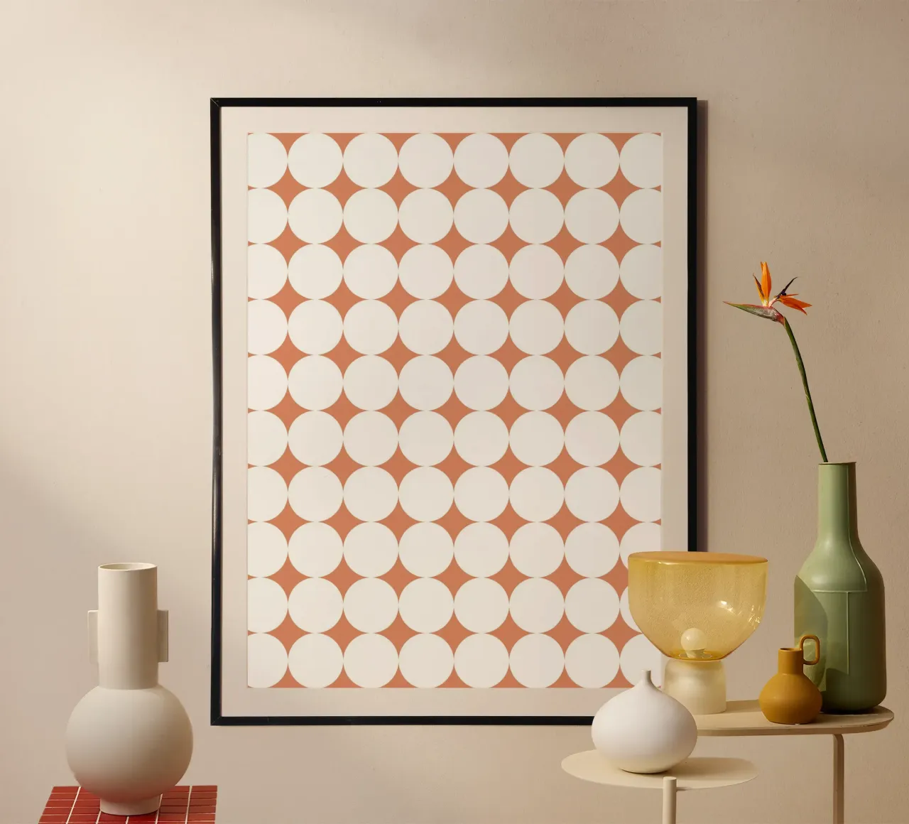 Minimal Geometric Scandi Circle | White on Terracotta Orange poster da Beauty in Simplicity