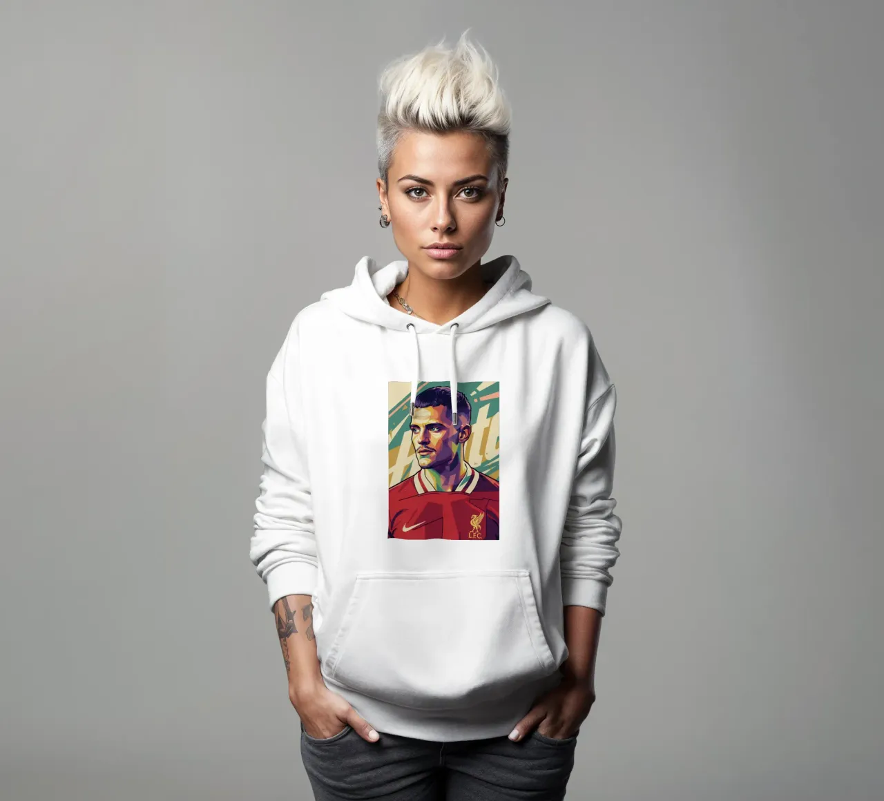 Ritratto pop art di Florian Wirtz felpa con cappuccio da Hantamrata
