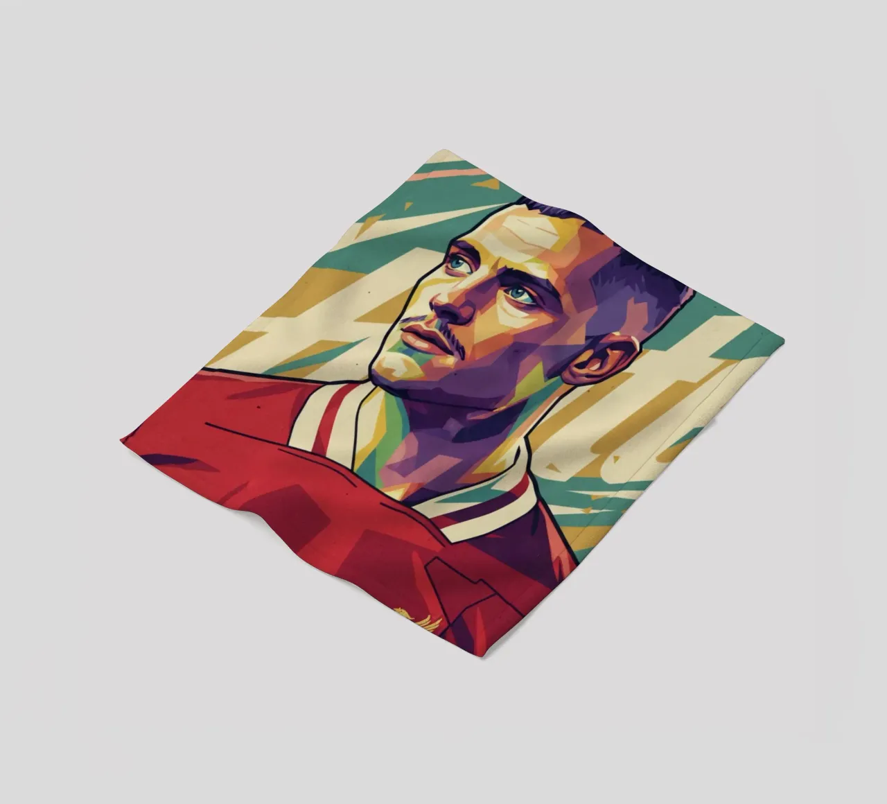Ritratto pop art di Florian Wirtz coperta in pile da Hantamrata