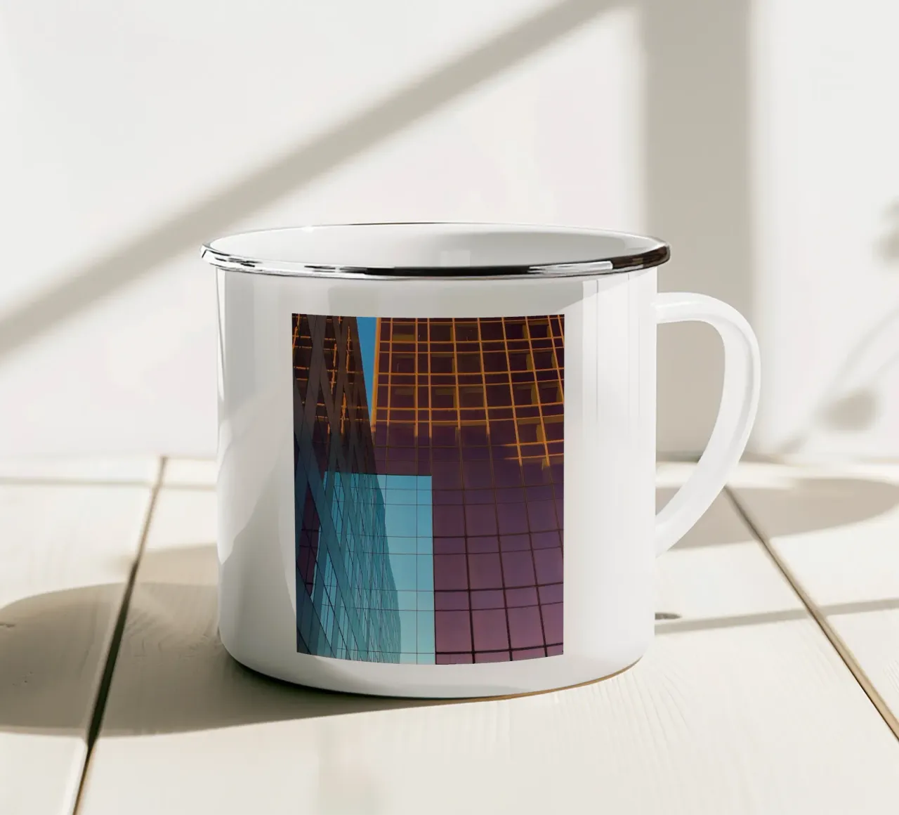 mirror the building tazza in smalto da comura