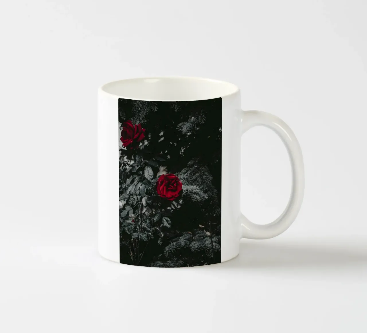 red rose in black shade tazza in ceramica da comura