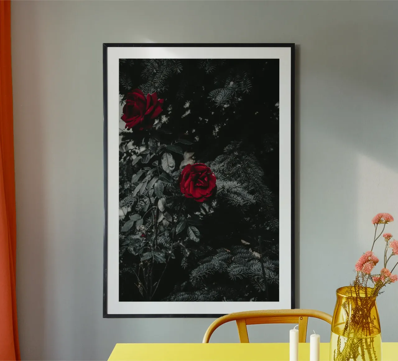 red rose in black shade carta hahnemühle da comura