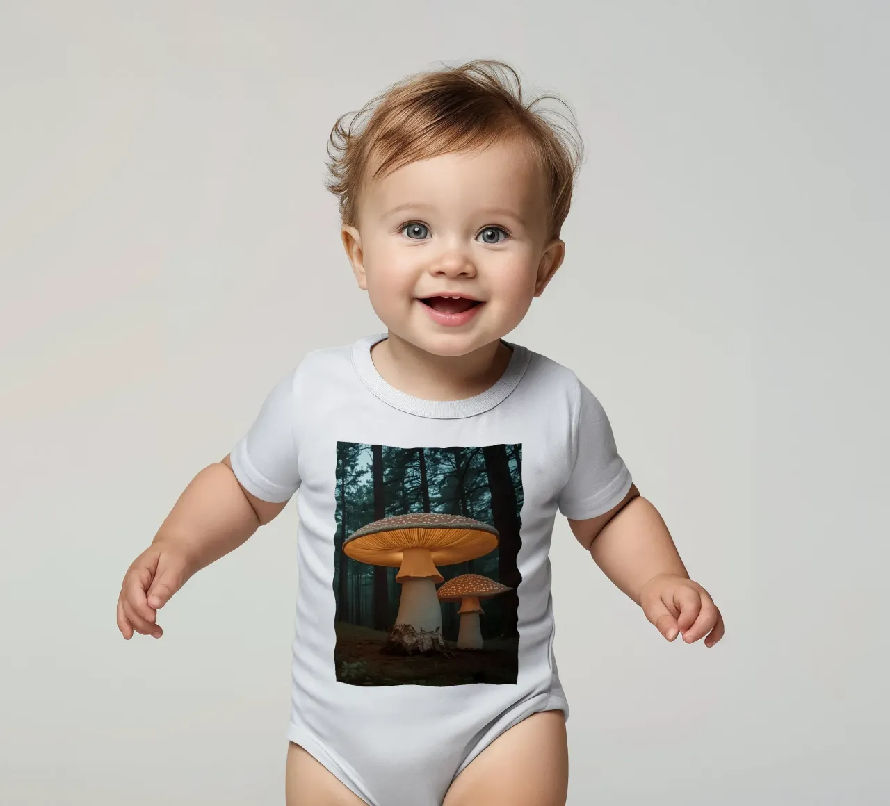 Champignons géants dans la forêt sombre body bébé de DesignDoodle