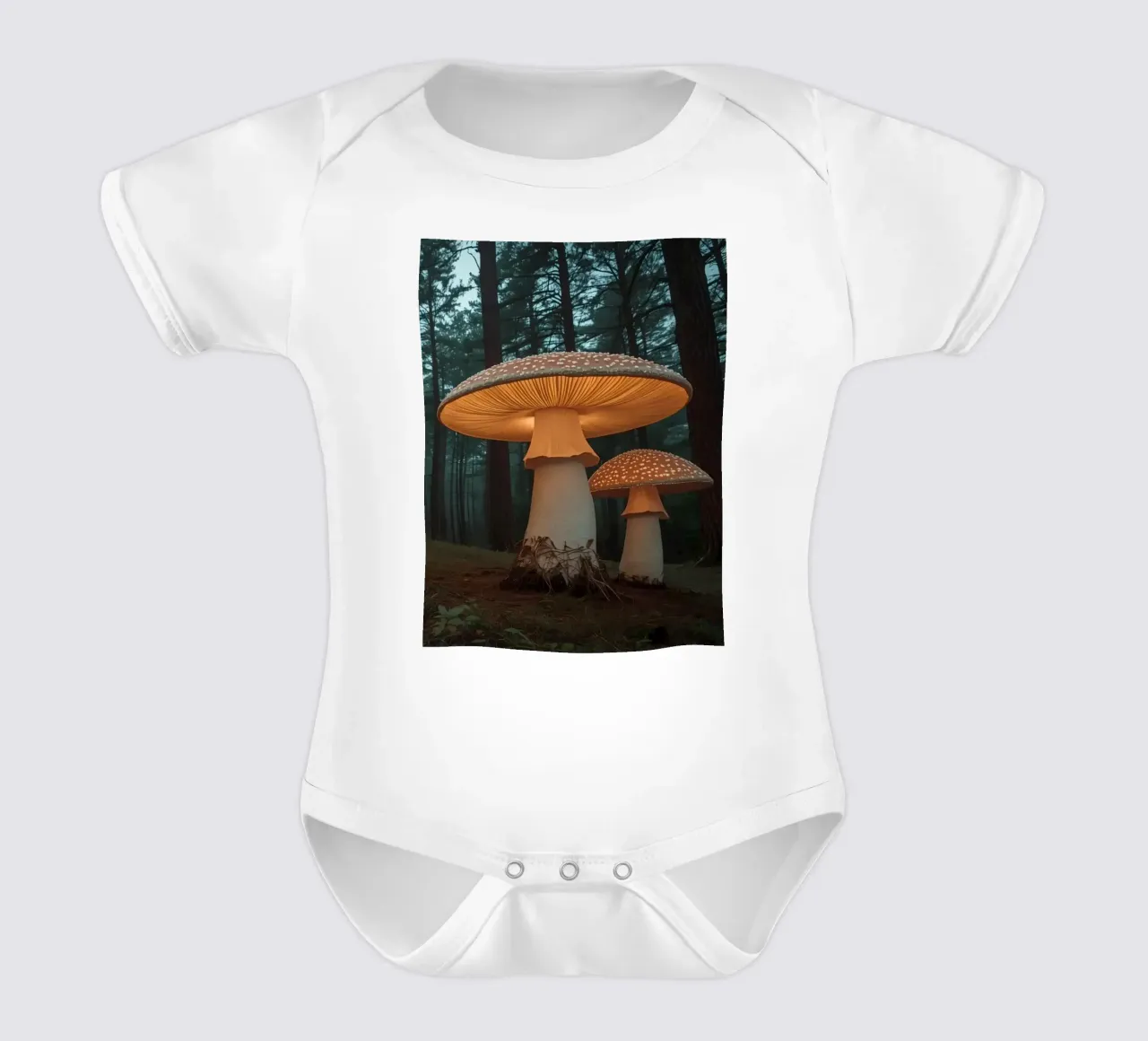 Champignons géants dans la forêt sombre body bébé de DesignDoodle