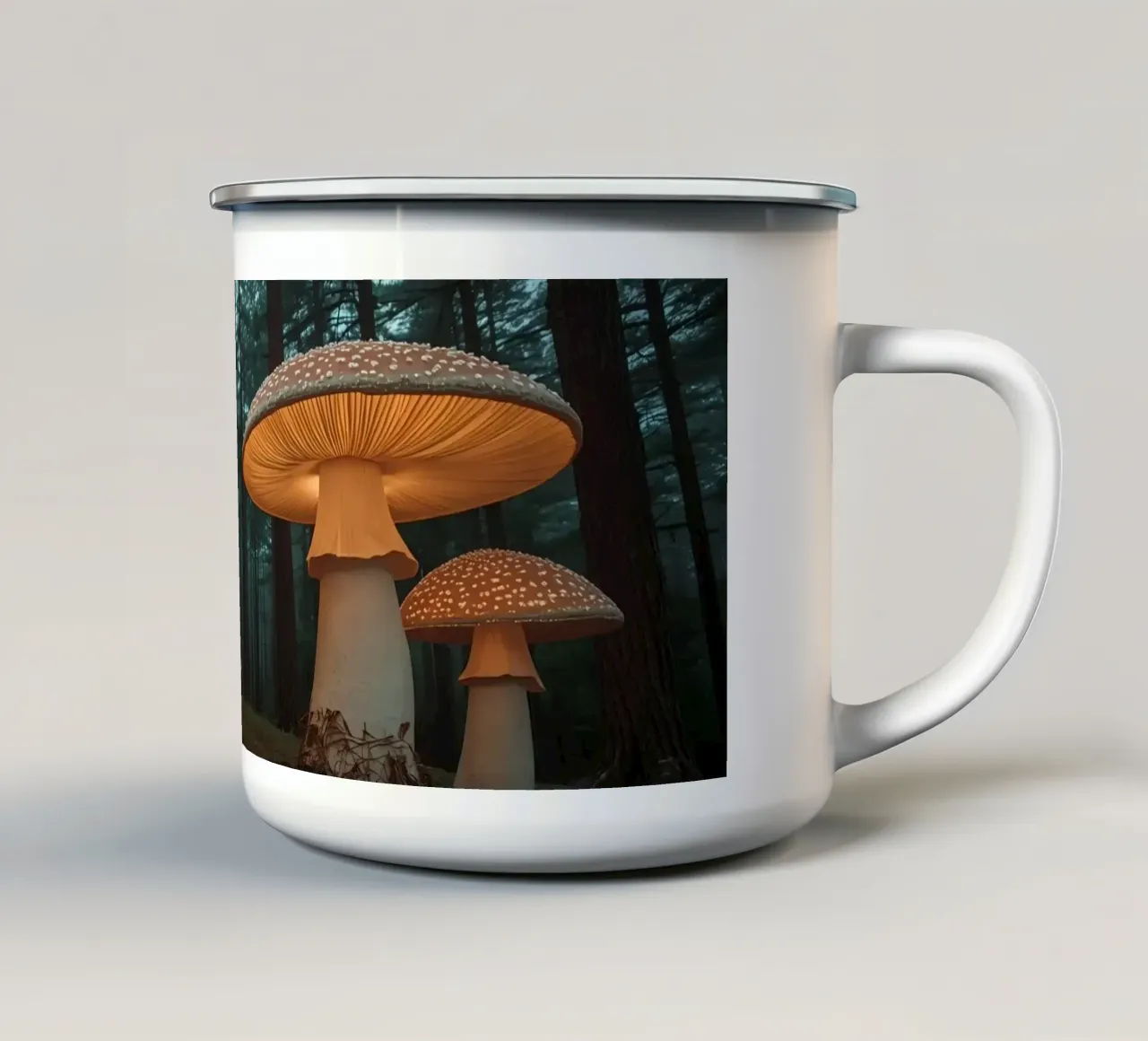 Funghi giganti nella foresta oscura tazza in smalto da DesignDoodle