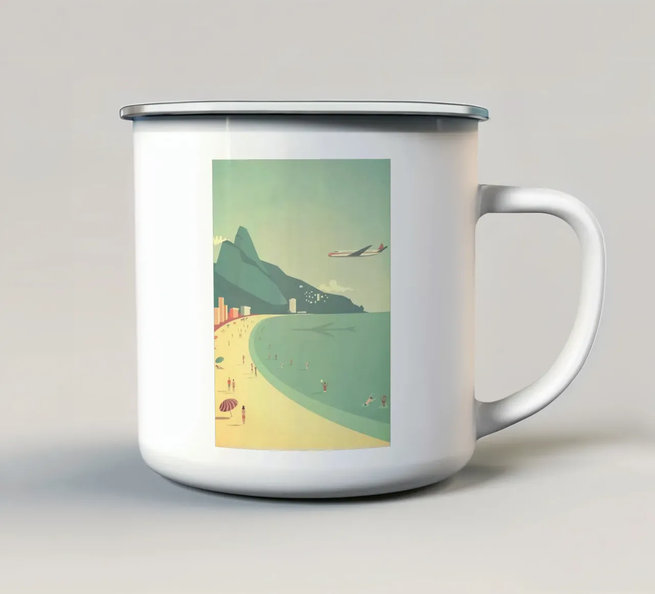 plane to the beach tazza in smalto da comura