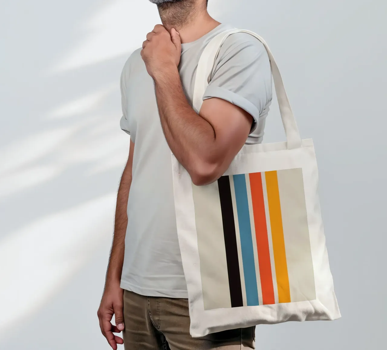 colorful line parallel borsa in juta da comura