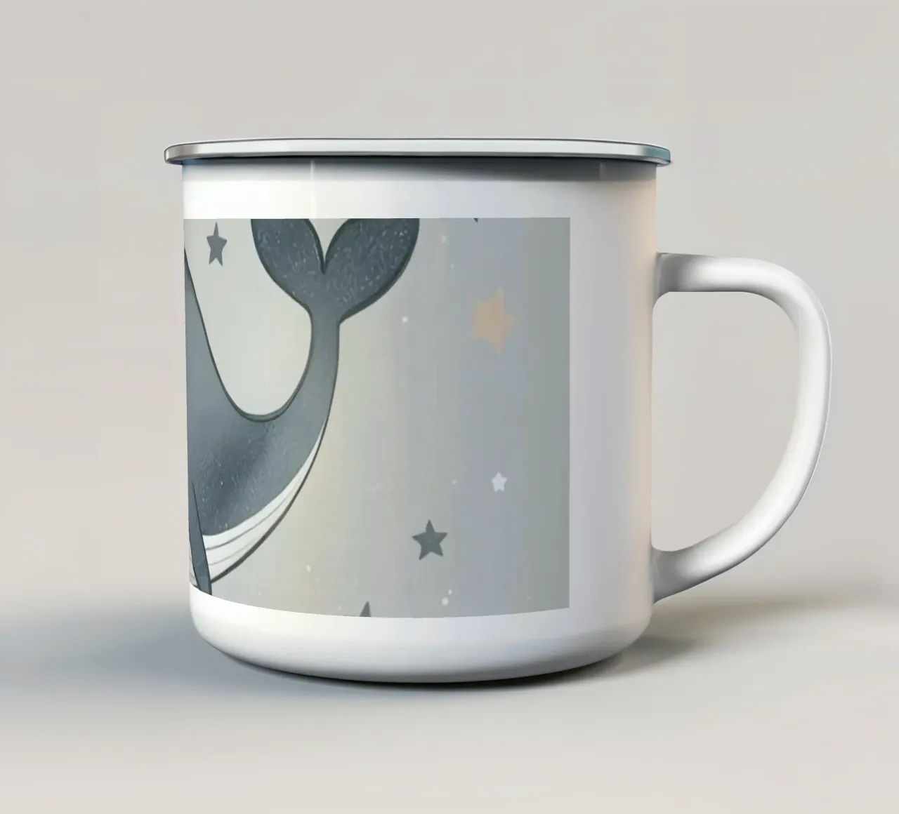 Balena grigia e stelle tazza in smalto da DesignDoodle