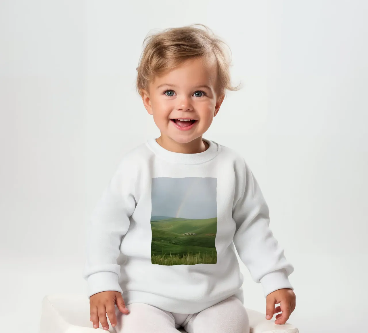 Colline verdi con arcobaleno e rocce felpa neonato da DesignDoodle