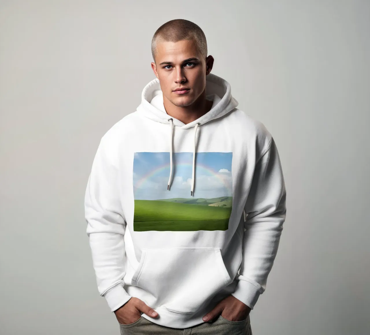 Colline verdi con arcobaleno felpa con cappuccio da DesignDoodle