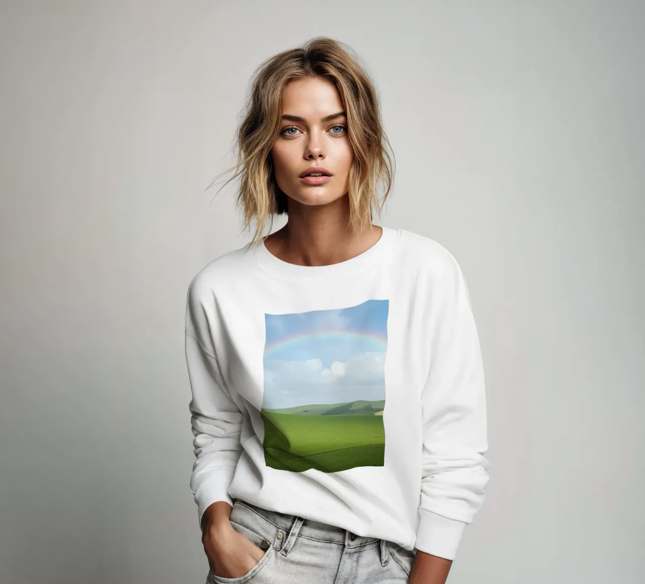 Colline verdi con arcobaleno felpa da DesignDoodle