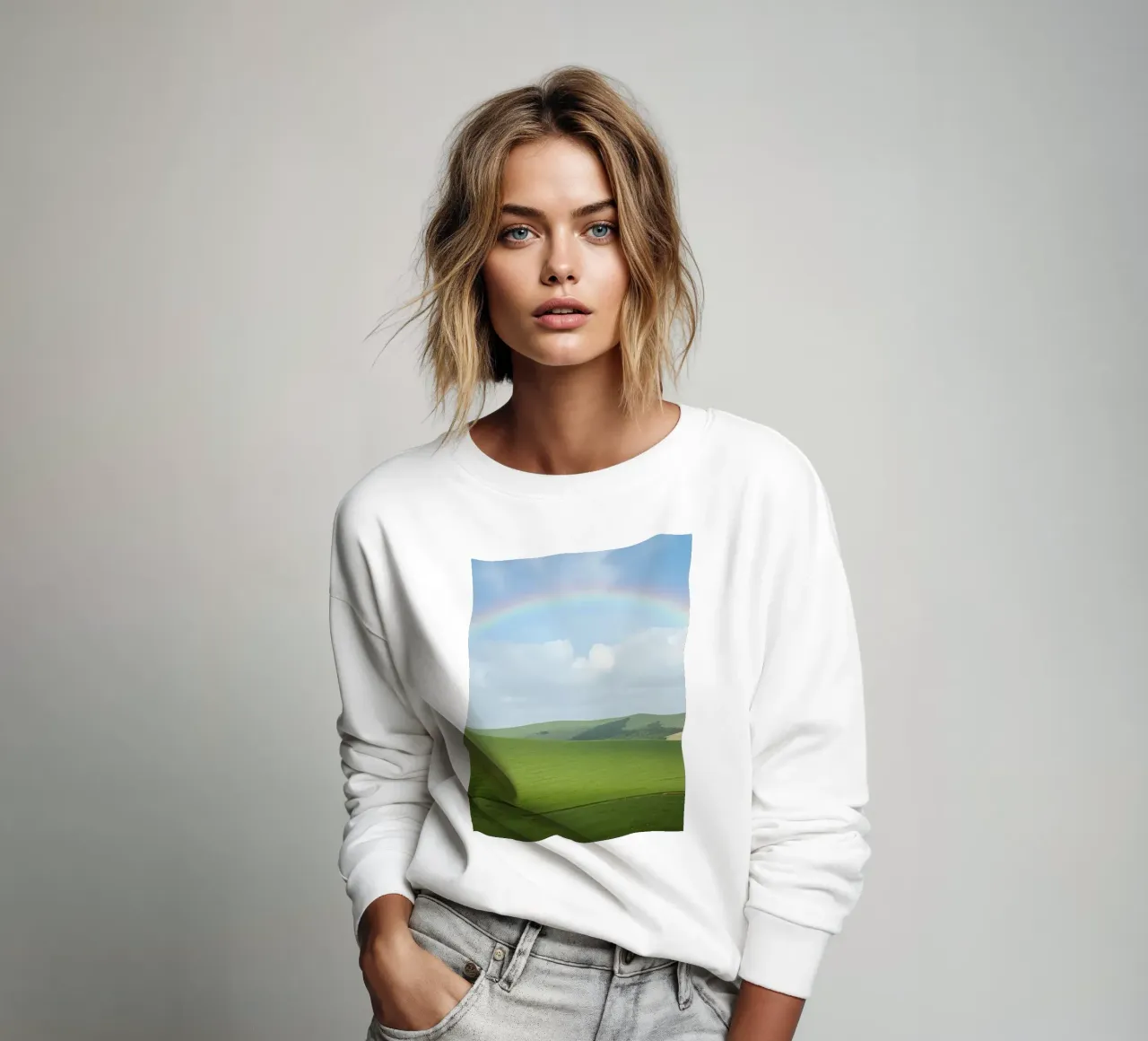 Colline verdi con arcobaleno felpa da DesignDoodle