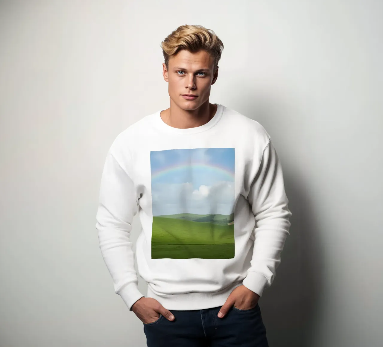 Colline verdi con arcobaleno felpa da DesignDoodle
