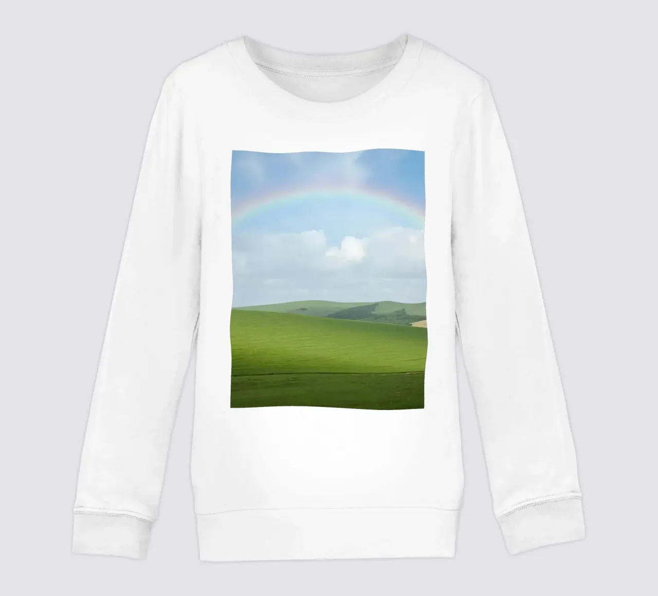 Colline verdi con arcobaleno felpa bambino da DesignDoodle