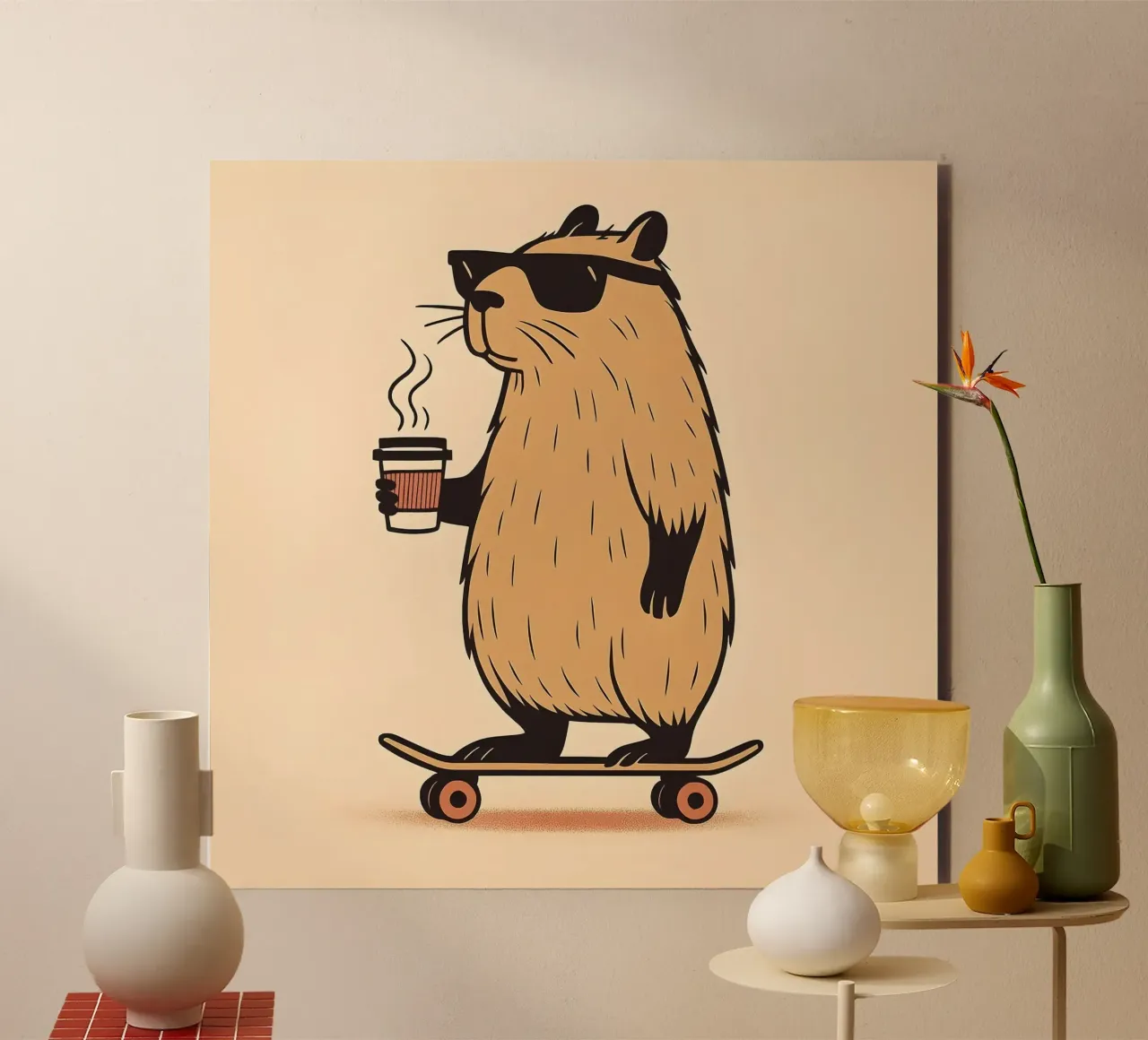Mantenere la calma, in stile Capybara alluminio dibond da KANESYAARTS