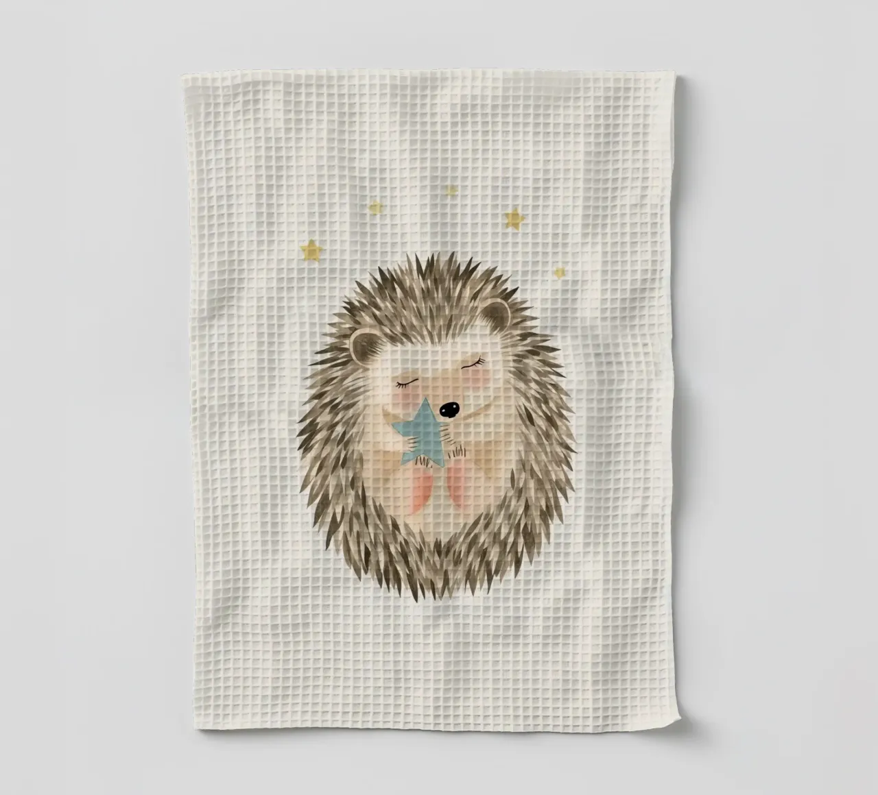 Mignon hérisson endormi tenant une étoile torchon de DesignDoodle