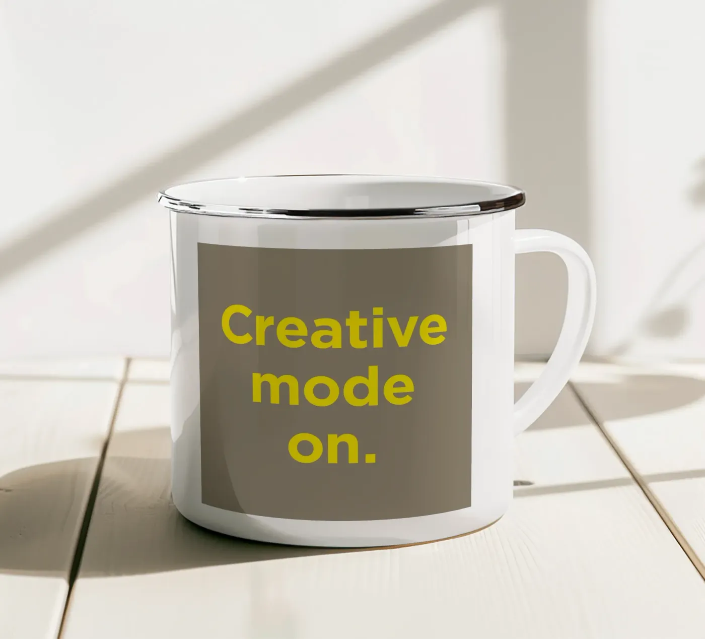 Creative mode on. enamel mug by Art Fart