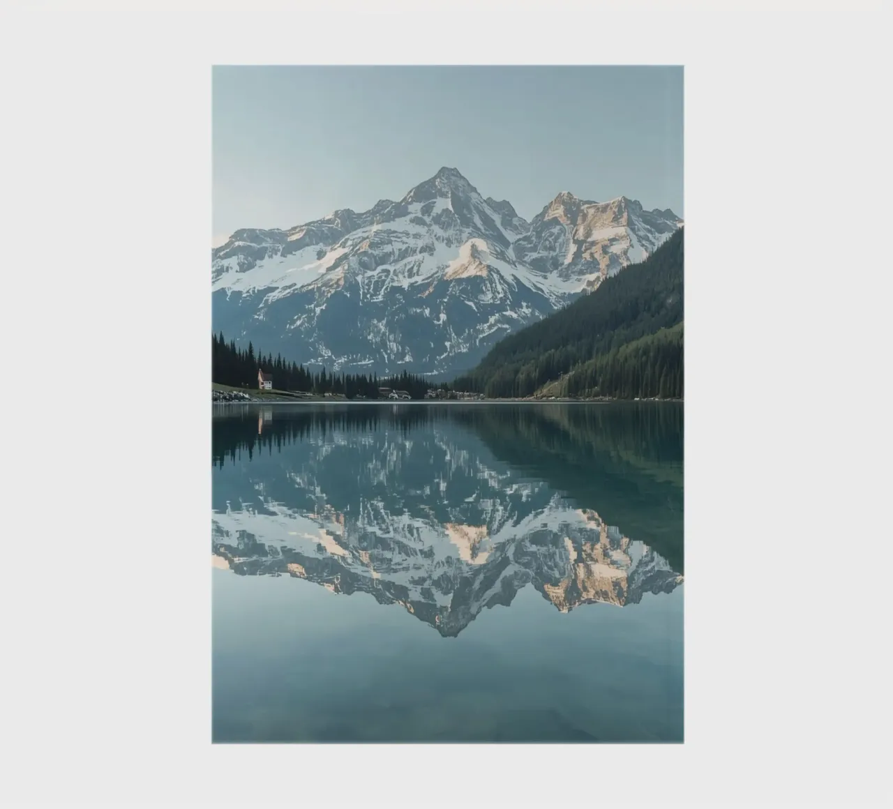 Lake reflection of snow-capped mountains and evergreen fores notebook by DesignDoodle