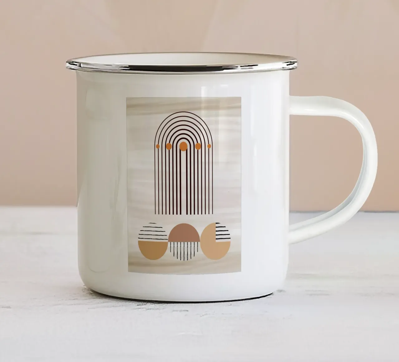 window line circle in brown tazza in smalto da Creaton
