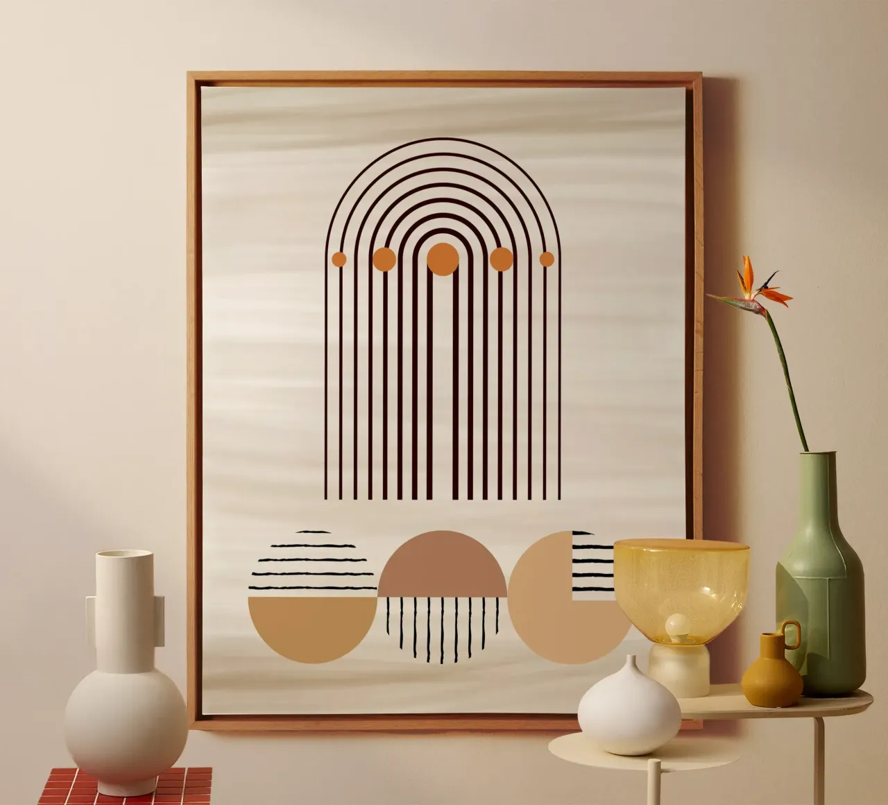 window line circle in brown tela da Creaton