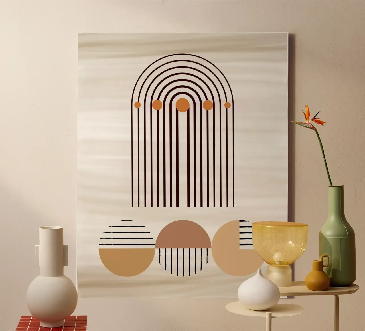window line circle in brown tela da Creaton