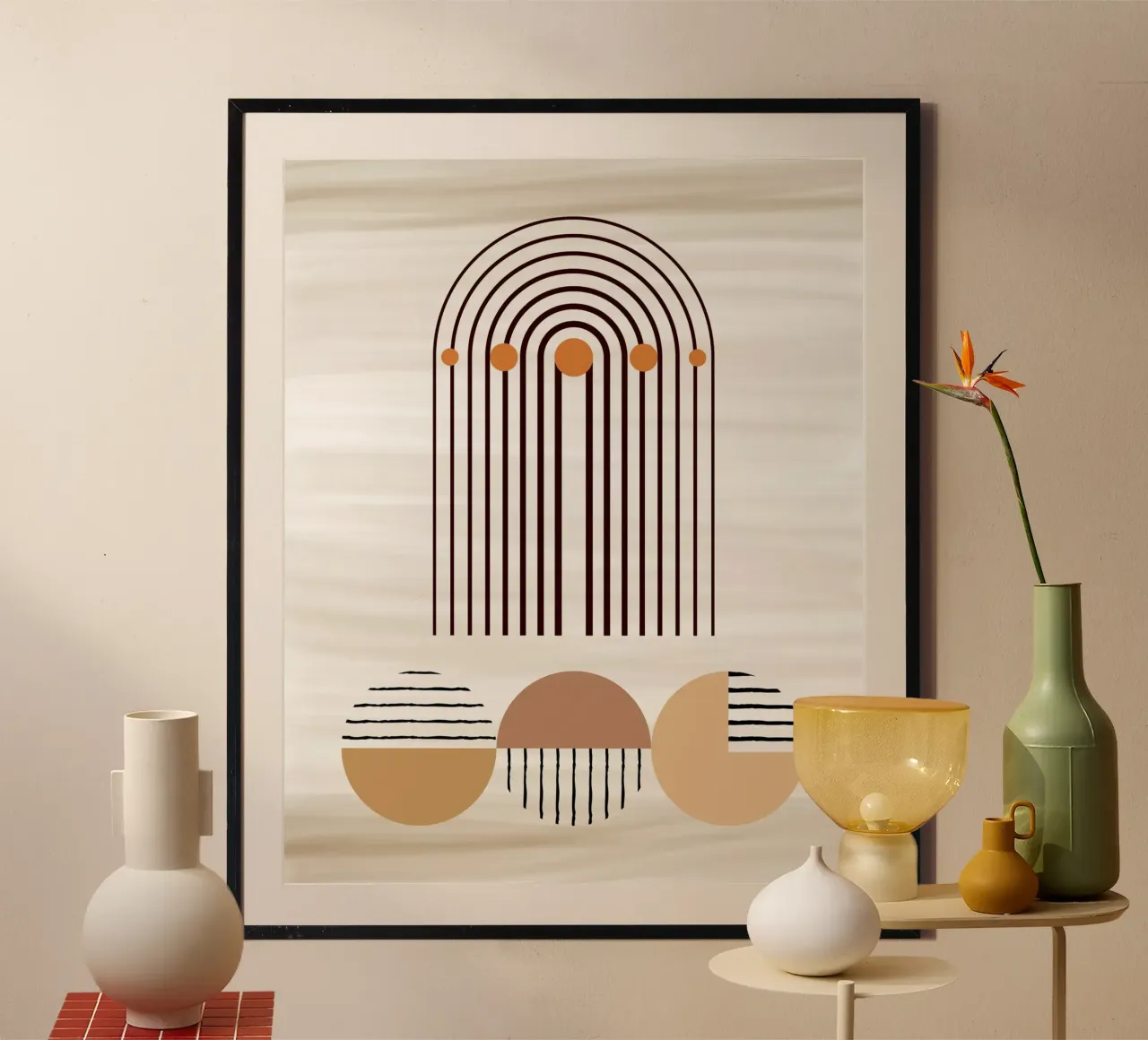 window line circle in brown carta hahnemühle da Creaton