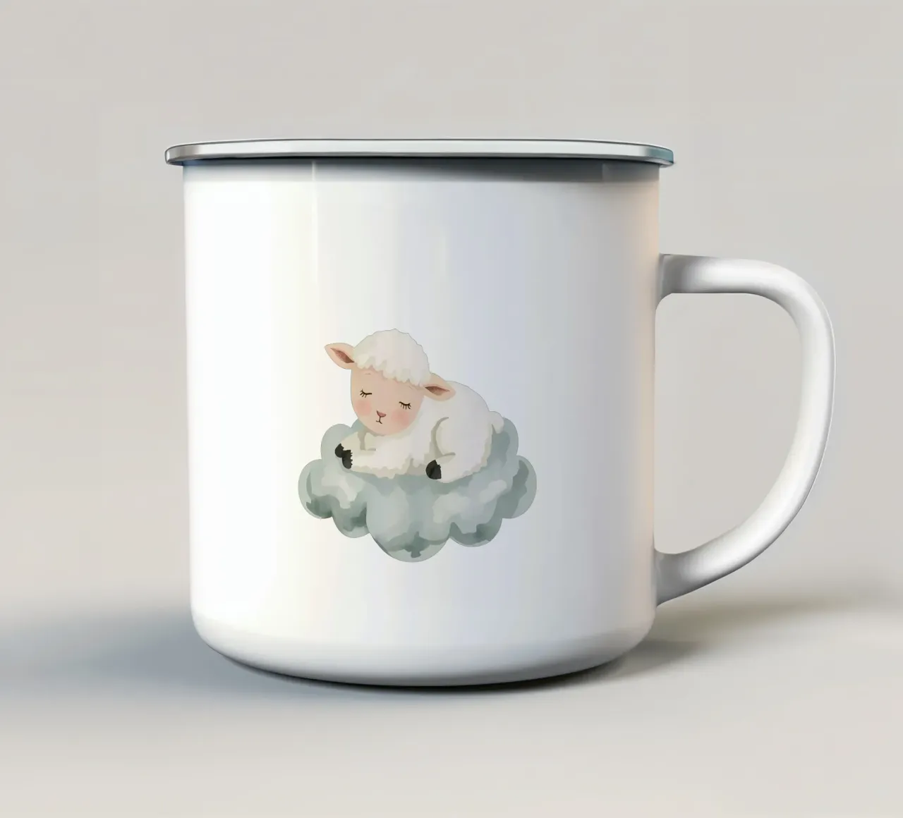 Agnello che dorme su una nuvola tazza in smalto da DesignDoodle