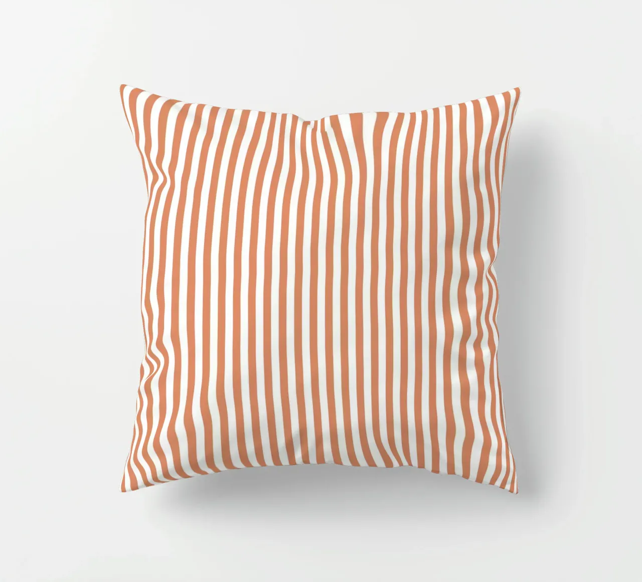 Basic Classic Bold Stripes 2 | White and Terracotta Orange decorative cushion by Beauty in Simplicity