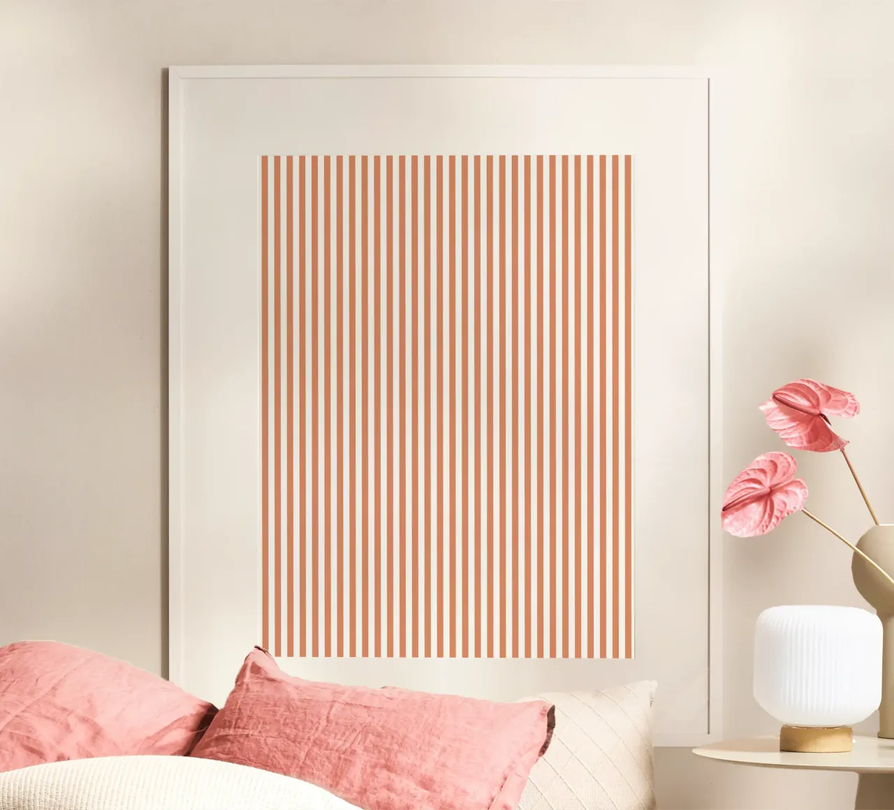 Basic Classic Bold Stripes 2 | Blanc et orange terracotta hahnemühle de Beauty in Simplicity