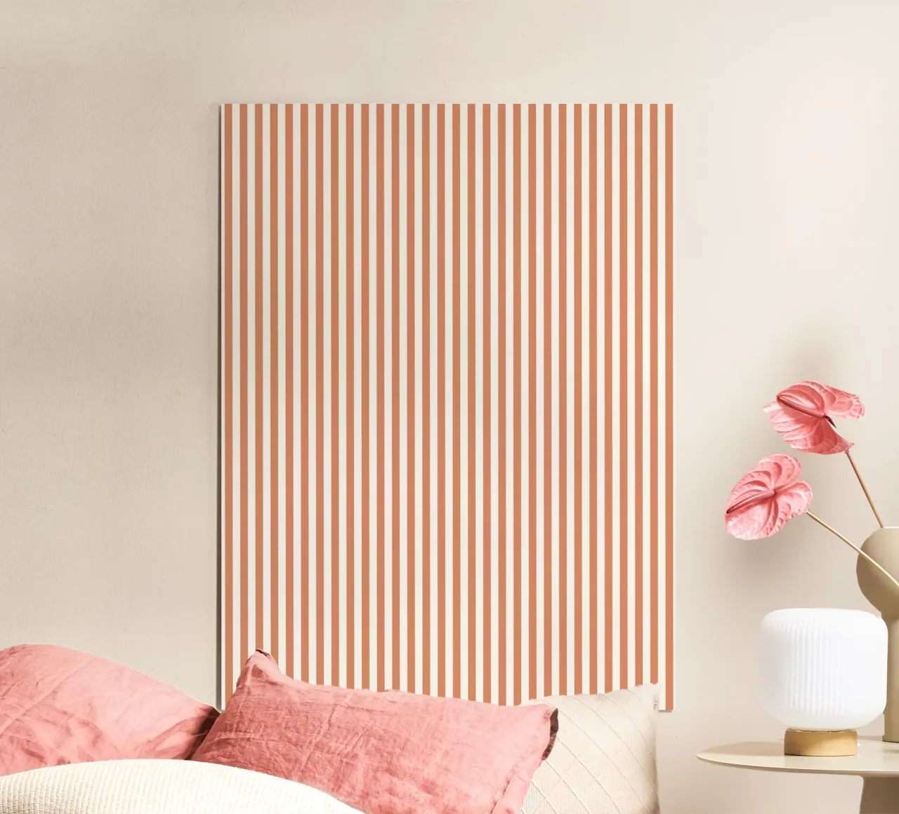 Basic Classic Bold Stripes 2 | Blanc et orange terracotta hahnemühle de Beauty in Simplicity