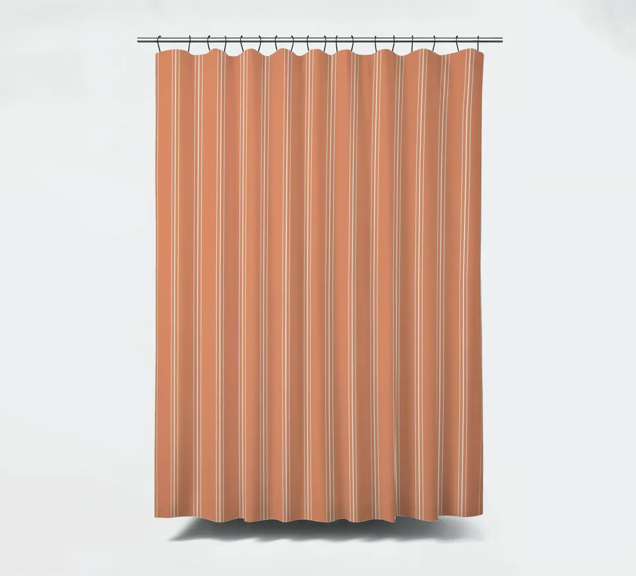 Classico scandinavo a strisce miste | Bianco su terracotta Ora tenda da doccia da Beauty in Simplicity
