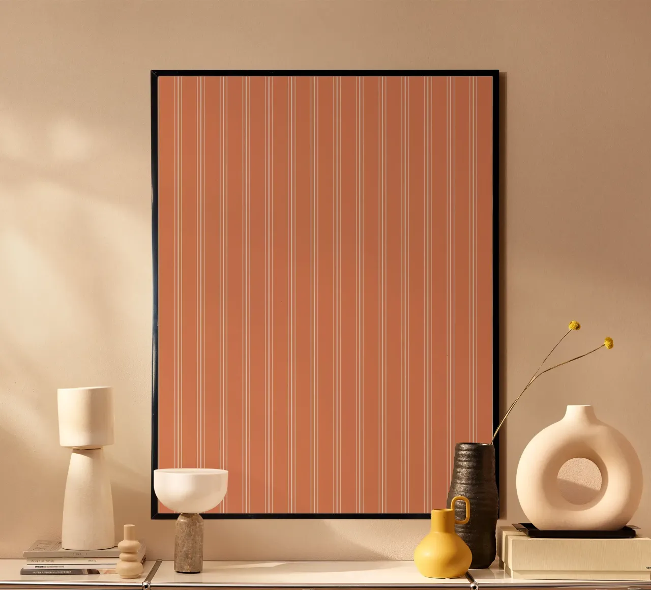 Classico scandinavo a strisce miste | Bianco su terracotta Ora carta hahnemühle da Beauty in Simplicity