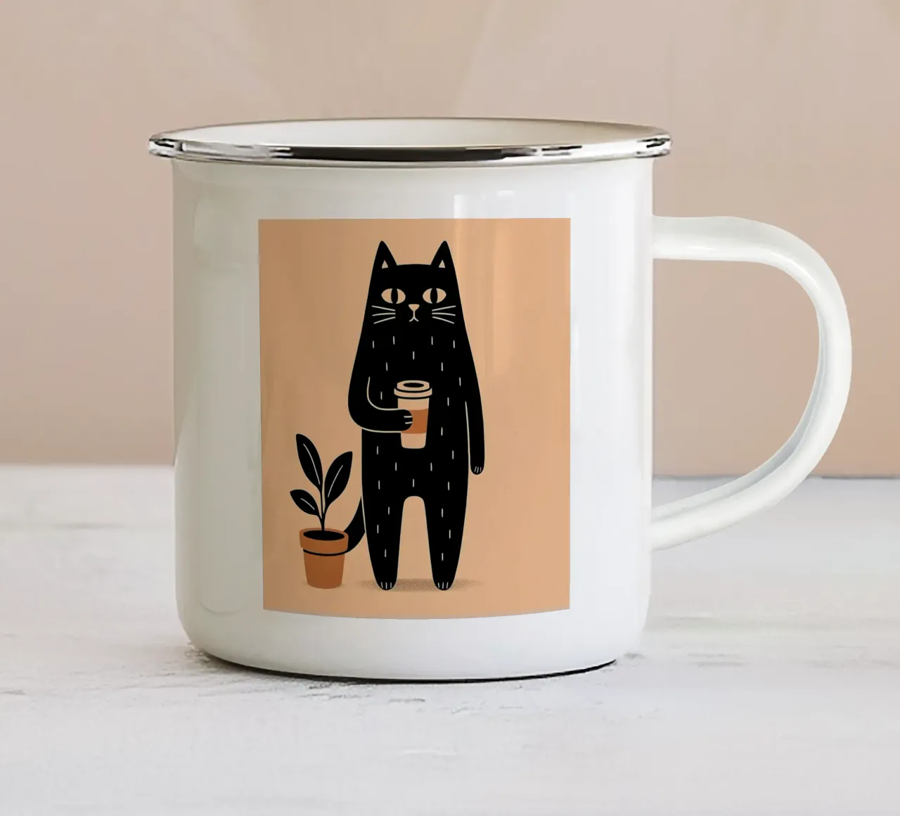 Caffè Meow-ning tazza in smalto da KANESYAARTS