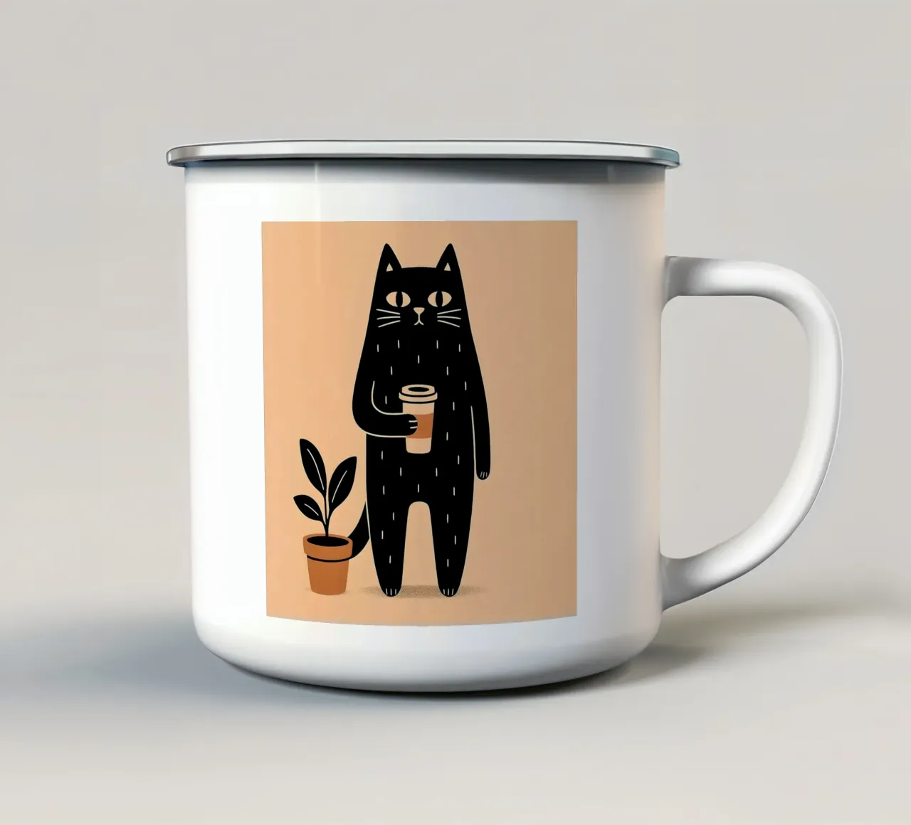 Caffè Meow-ning tazza in smalto da KANESYAARTS