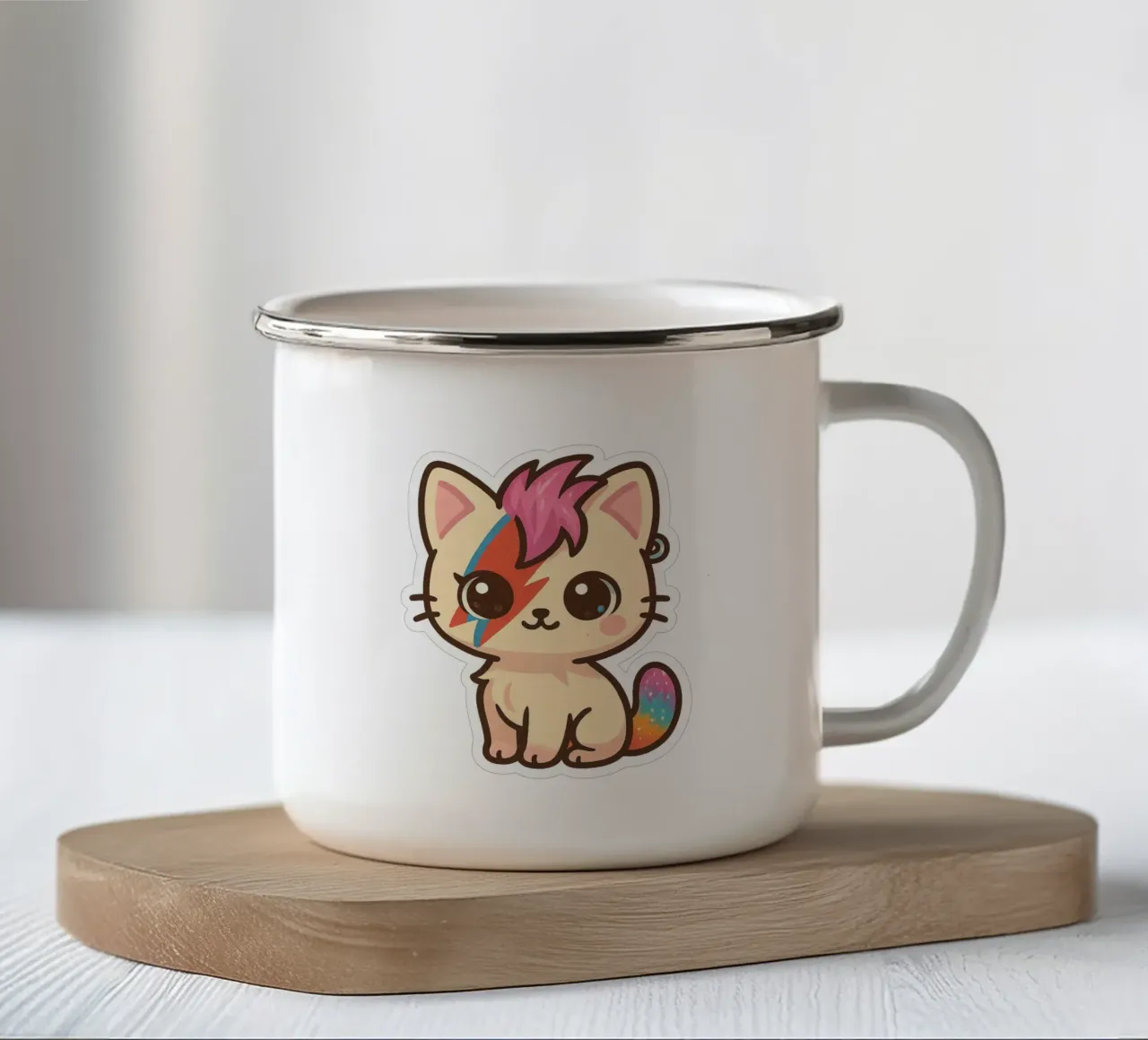 Ziggy Kawaii Cat - L'icona pop rivisitata, irresistibilmente tazza in smalto da Punk & Cute - Affiches & Stickers
