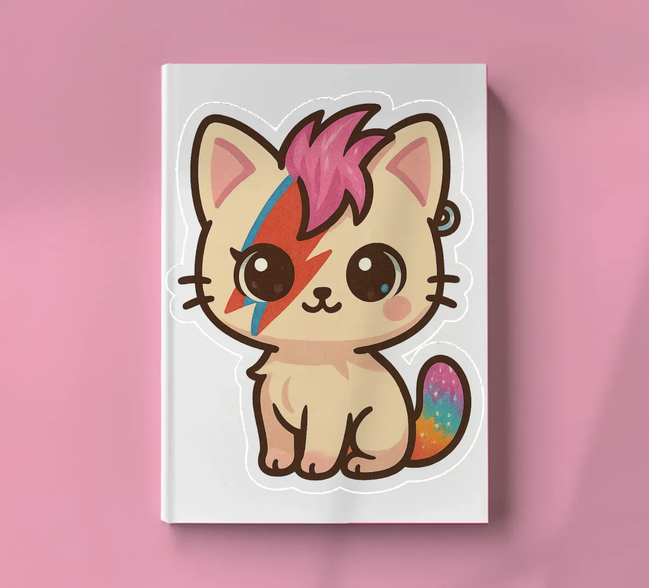 Ziggy Kawaii Cat - The pop icon revisited, irresistibly notebook by Punk & Cute - Affiches & Stickers