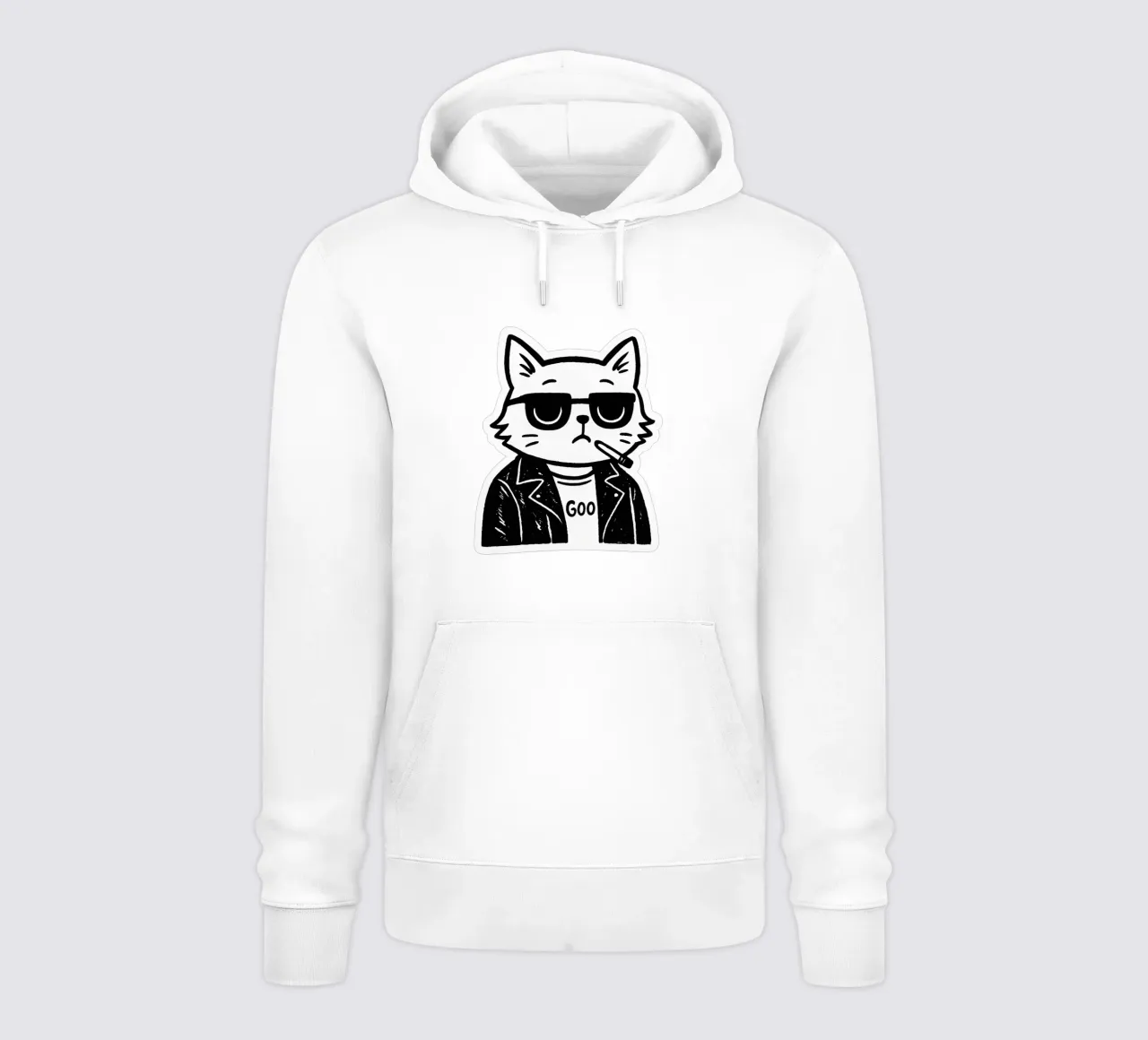 Minimalist Rock Cat - L'adesivo di atteggiamento felpa con cappuccio da Punk & Cute - Affiches & Stickers